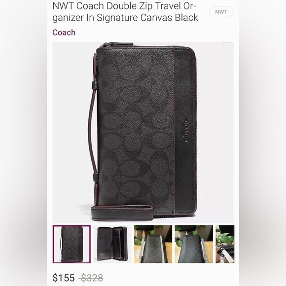 Coach Dark Leather Wristlet - Picture 3 of 5